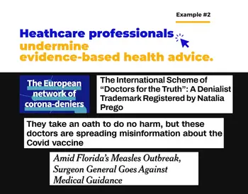 Information ecosystem disrupts health, Ex #2: health care professionals undermining evidence-based health advice
