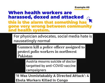 Information ecosystem disrupting health, Ex #8: Exacerbating violence against health workers